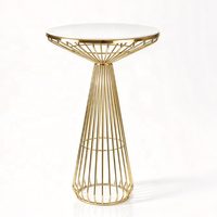Table de bar haute moderne en acier inoxydable doré, ronde, pour événements de mariage