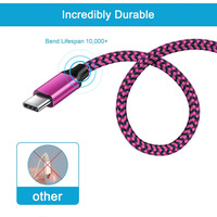 Câble de données USB-A/USB-C tressé multicolore en cuivre pur à charge rapide BJC pour Android et appareils mobiles