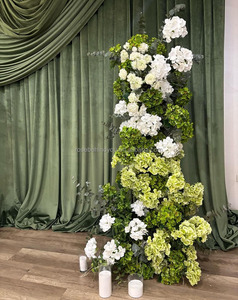 Arco Nuziale All'Ingrosso Bianco <span class=keywords><strong>Rosa</strong></span> con <span class=keywords><strong>Fiori</strong></span> Artificiali, Sfondo Floreale Artificiale, Runner Floreale per Matrimoni - Product Image 3