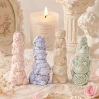 Molde de silicona 3D DM1414 para apilar animales (Oso, Oveja, Ardilla, Rana) para resina epoxi, velas, jabones, yeso y adornos DIY
