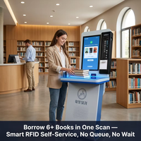 Kioscos de Autopago para Bibliotecas HAUMR con Escaneo Rápido UHF RFID, Kiosco de Autopago para Bibliotecas con Escáner de Código de Barras, Identificación Facial e Impresora Térmica