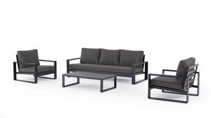 Set da Conversazione per Esterni a 5 Posti, Divano Moderno in Alluminio per Balcone, <span class=keywords><strong>Patio</strong></span> e Giardino - Product Image 2