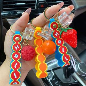 Fruit Strawberry Litchi Pineapple Pear <b>Key</b> <b>Chain</b> Simulated Grape Yangmei <b>Car</b> Hanging Bag Hanging Decoration - Product Image 3