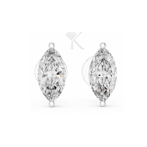Pendientes de Diamante Cultivado en Laboratorio con Corte Marquesa, Engaste en Oro Amarillo con Puntas en V y Cierres de Rosca Seguros, Elegantes y Minimalistas - Product Image 3