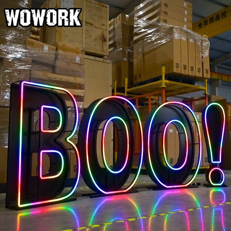 WOWORK RGB Led 4ft Metal Collapsible Foldable Fold up Neon Frame Letter Number Light with for Party Event Festival Decorative · image 5