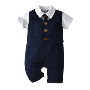 短袖绅士新生儿衣服婴儿套装连身裤正式男童连身衣套装 - Product Image 3