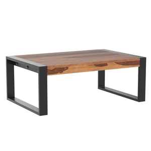 Table basse pliante en bois de manguier de style indien moderne fabriquée à la main avec cadre en acier pour salon chambre utilisation en extérieur - Product Image 5