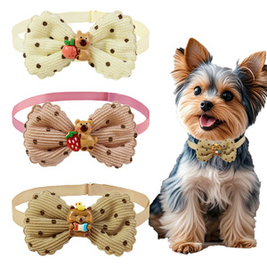 <span class=keywords><strong>Collar</strong></span> de cuello de poliéster ajustable gato perro lindo Color café lunares burbuja Lazo de algodón con decoración de dibujos animados accesorios para mascotas - Product Image 6