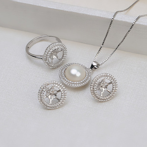 S925 Silver Ear Nail and Head Ring with Large <b>Pearl</b> Women's DIY Semi-Finished <b>Jewelry</b> <b>Set</b> 1390 - Product Image 2
