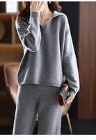 T26601 2026 Gaya Korea Musim Gugur Setelan Rajut Longgar Anti-Kerut Kasual Sweater Celana Lebar Setelan Dua Potong untuk Wanita