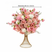 Boule de fleurs artificielles en soie rose, arrangement floral pour mariage, fête, décoration de la maison, centre de table