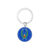 Porte-clés Cabochon Double Face Drapeau National République Dominicaine, Anneau Rond en Alliage pour Cadeau Souvenir de Festival et de Voyage