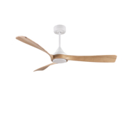 52 pouces d'économie d'énergie LED ventilateur de plafond éclairé télécommande finition en bois chambres climatisation ventilateur alimenté en courant continu pour chambres