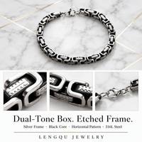 Bracelet à maillons rectangulaires texturés en acier inoxydable antique de qualité supérieure pour homme, cadeau d'anniversaire, bijoux de mode