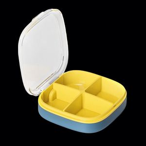 Boîte à pilules élégante en plastique à 4 compartiments, organiseur compact pour médicaments et vitamines, étui à pilules en plastique - Product Image 1