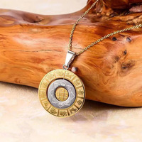 Collier Pendentif Homme en Acier Inoxydable Plaqué Or, Ancrage Rotatif Créatif Vintage, Zodiaque Chinois Huit Trigrammes, Bijoux