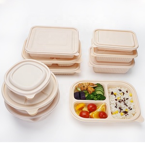 Cornstarch Disposable to go 3 compartment food containers compostable take out food container