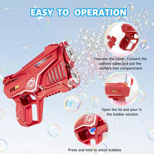 Pistola <span class=keywords><strong>de</strong></span> <span class=keywords><strong>Burbujas</strong></span> <span class=keywords><strong>de</strong></span> Juguete para Niños con Luz LED y Diseño Recargable, Pistola <span class=keywords><strong>de</strong></span> <span class=keywords><strong>Burbujas</strong></span> Automática <span class=keywords><strong>de</strong></span> 16 Orificios para Niños - Product Image 4