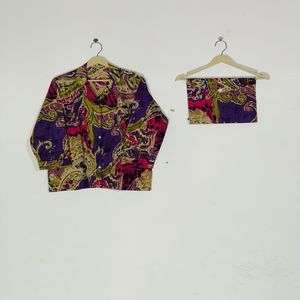 Conjunto de Pijama Floral Estampado a Mano de Calidad Superior - Ropa de Dormir Artesanal de Algodón, Ropa de Verano para Mujer y Regalo de Loungewear - Product Image 2