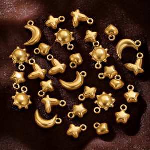 Colgante Mini Estrella Luna de Acero Inoxidable, Accesorio de Oro 18K, Impermeable, para DIY: Collar, Pendientes, Pulsera - Product Image 3