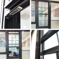 Ventana Corredera Vertical Negra de Aluminio con Rotura de Puente Térmico, Impermeable, Insonorizada, NFRC, Ventanas de Doble Hoja