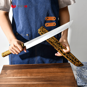 Luxe Laque D'or Art Manche En Bois Sharp En Acier Au Carbone Japonais Sushi Poisson Sakimura Sashimi Couteau avec Gaine En Bois - Product Image 4