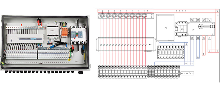 BOÎTE COMBINATRICE COMPACTE de cellules solaires photovoltaïques avec