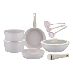 High Quality Ceramic Coated <b>Pot</b> Pan Glass Lids Detachable Soft touch Handles Non Stick 9-Piece Forged Aluminum Cookware <b>Set</b> - Product Image 1
