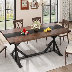 Mesa de Comedor Rectangular Moderna SENYU con Base en X para 6 Personas, Muebles para el Hogar, Diseño Rústico, Estructura Estable - Product Image 2