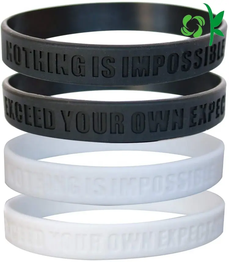OKSILICONE Wholesale Custom Debossed Logo Silicone Wristbands Sports Rubber Wrist Bracelets