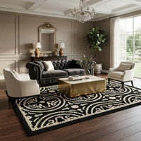 Moderner Luxus-Teppich mit geometrischem Muster, Schwarz-Weißer Teppich im marokkanischen Stil für Wohnzimmer, Bodenmatte für Schlafzimmer als Wohndekoration