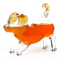 Decantador de whisky de animales de nuevo diseño personalizado, botella de licor de vidrio con forma de perro vacía personalizada única