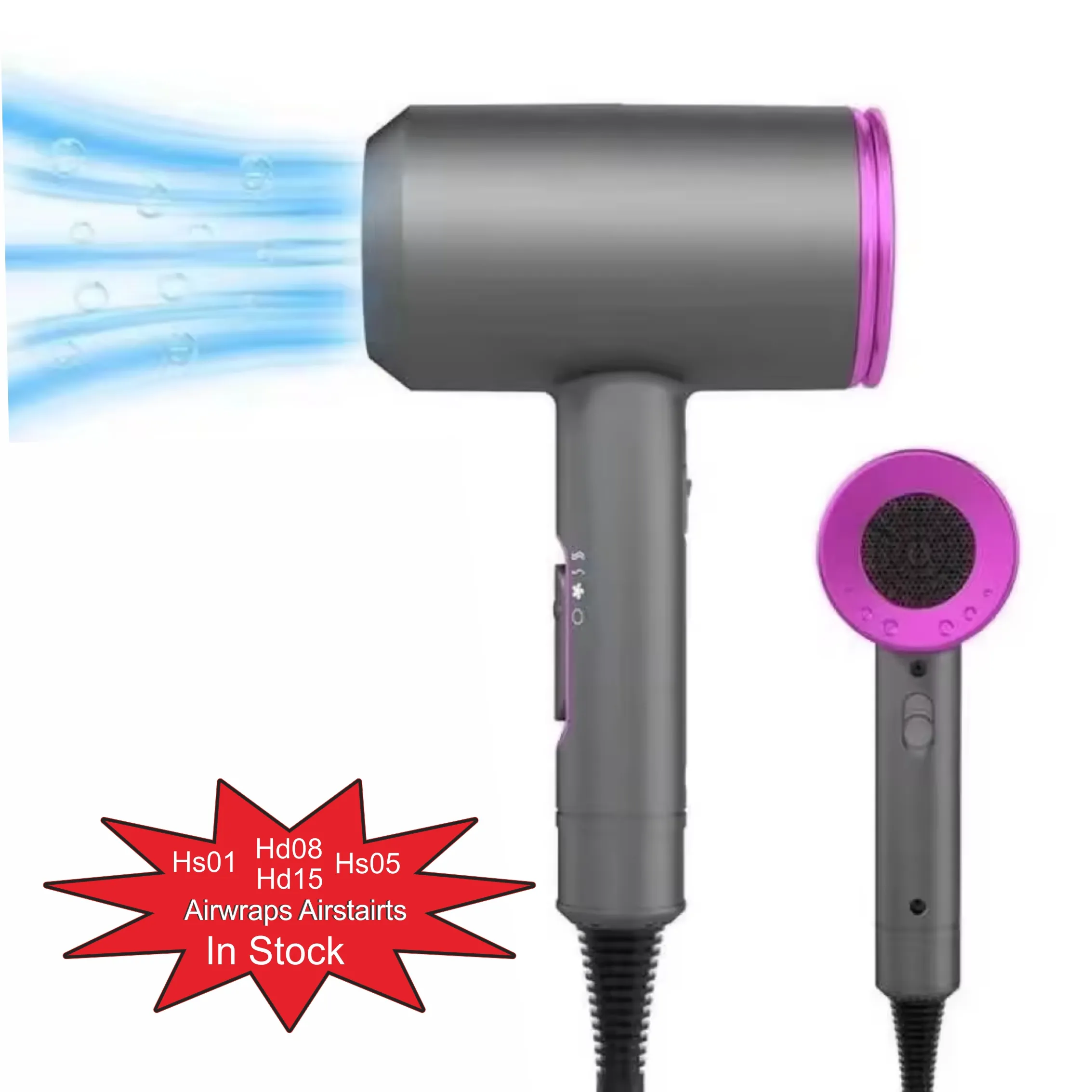 2024 High Speed air wap ionic Hair dryer complete long brush professional fast drying air Style hair Hair Curler