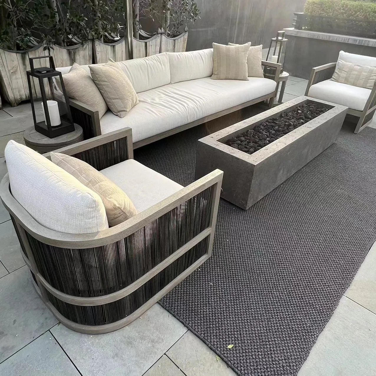 Новое поступление 2023, уличный диван из тикового дерева, комплект садовой мебели