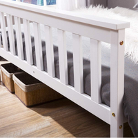 Lit Double en bois blanc de Style moderne, pour adultes, enfants et adolescents, cadre de lit plateforme en bois massif