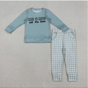 GOD IS GOOD All the Time Pantalon à carreaux avec poches pour enfants, vêtements pour frères et sœurs - Product Image 3