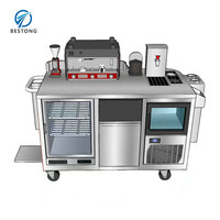 Gerobak Kopi Mobile Langsung dari Pabrik, Stasiun Bar Mobile, Gerobak Koktail Stainless Steel, Troli Minuman Berdiri Sendiri dengan Roda