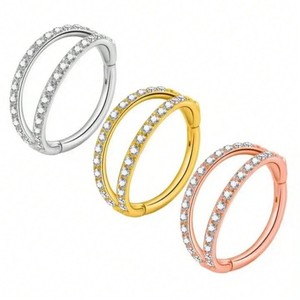 Anillos de Nariz de cristal de <span class=keywords><strong>doble</strong></span> capa de acero inoxidable 316L, pendientes de cartílago, anillos de <span class=keywords><strong>labio</strong></span>, para <span class=keywords><strong>el</strong></span> cuerpo <span class=keywords><strong>Piercing</strong></span>, joyería - Product Image 3