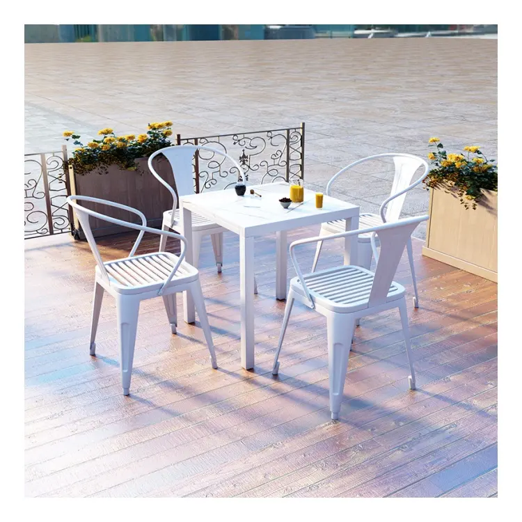Mesa cuadrada de pizarra para exteriores, restaurante occidental, tienda de té de la leche, mesa B & B y combinación de Silla, mesa de ocio de negociación