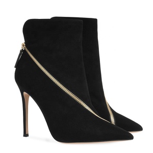 2023 Tailingjia scarpe da donna all'ingrosso tacchi eleganti Sexy cerniera in finta pelle scamosciata nera tacco alto stivaletti a punta di grandi dimensioni - Product Image 2