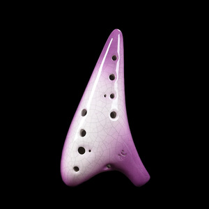 Ocarina en céramique violette dégradée à 12 trous, tonalité C alto, instrument à vent au son agréable et précis, avec tutoriel d'apprentissage - Vente en gros usine - Product Image 2