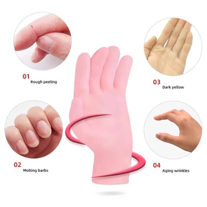Ensemble de soins pour les mains en silicone, gants hydratants pour peaux gercées, soin nourrissant profond de nuit, réutilisable, traitement spa, outil de soin de la peau à domicile - Product Image 2
