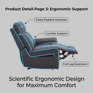 Sofá Ergonómico Inteligente Frank con Tira de Luz LED, Función Ajustable Eléctrica, Muebles con Función de Carga USB, Adecuado para - Product Image 4