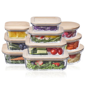 Glass lunch box 3pcs Food meal prep containers with bamboo lid glasslock food storage set Airtight Glass Meal Prep Containers