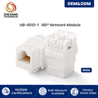 Jack Keystone RJ45 Cat6 UTP HB-8012 Jaune, Contacts Plaqués Or 180 Degrés, Module Réseau