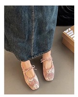 Nouvelles Chaussures Plates Élégantes et Sexy pour Femmes 2026, à Bout Ouvert, en Maille, avec Nœud Floral, Prêtes à Expédier (RTS) pour l'Asie du Sud-Est