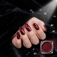 Poudre à ongles magnétique rouge feu effet œil de chat haute brillance 9D, pigment pour nail art, fabrication OEM ODM, marque privée, approvisionnement en gros