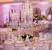 Décoration de maison lumière acrylique 9 têtes candélabres bougeoirs pour table de mariage centre de table fleur support candélabre