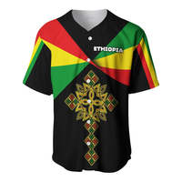 Maillot de baseball personnalisé Éthiopie, style drapeau Lion de Juda, respirant, grande taille, 100 % polyester, impression numérique, motif 3D, séchage rapide