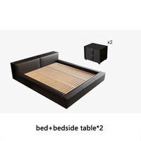 Italienisches Lederbett Leichter Luxus Minimalistisches Hauptschlafzimmer Hochzeitsbett Bodennahes Doppelbett